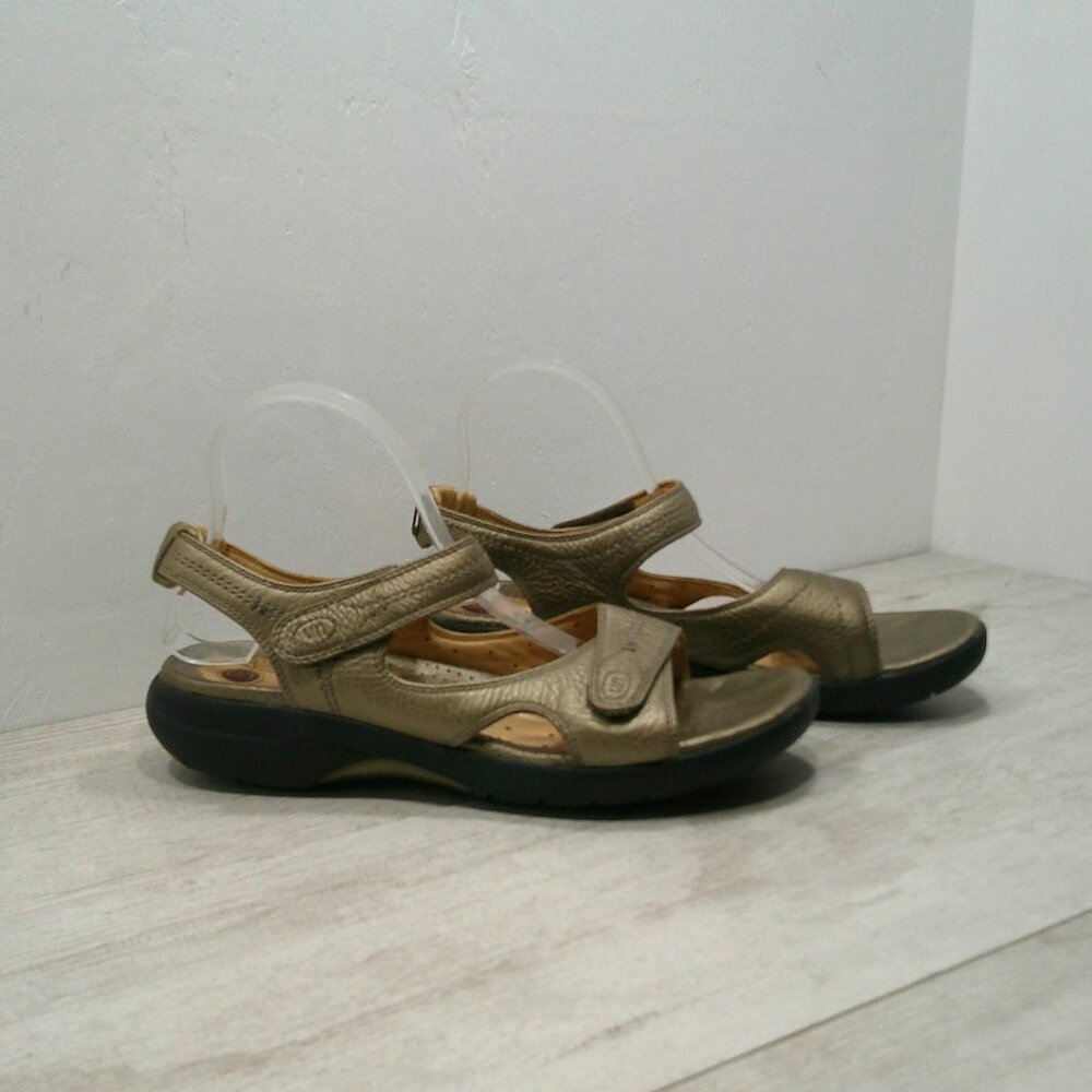 Clarks unstructured Leather Athletic Metallic Bronze Comfort Sandals Size 10 M